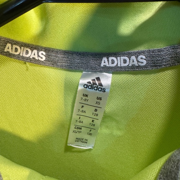 Adidas Kids Lime Green Polo Shirt Size XS - Picture 3 of 5